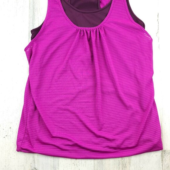 Prana Women's Sleeveless Scoop Neck Top Burnout Double Layer pink SZ S - Picture 3 of 6